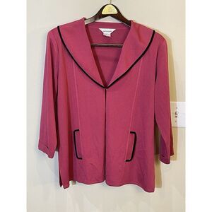 Exclusively Misook Women's Hot Pink Black Sweater‎ Blazer Cardigan SIZE XL